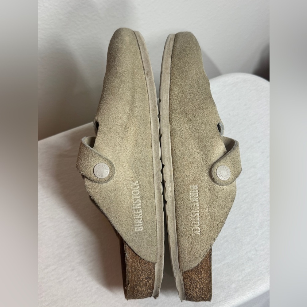 Birkenstock Boston Cream Soft Suede Leather Buckle Clogs Size 37 US Women’s 6.5 - Picture 9 of 14